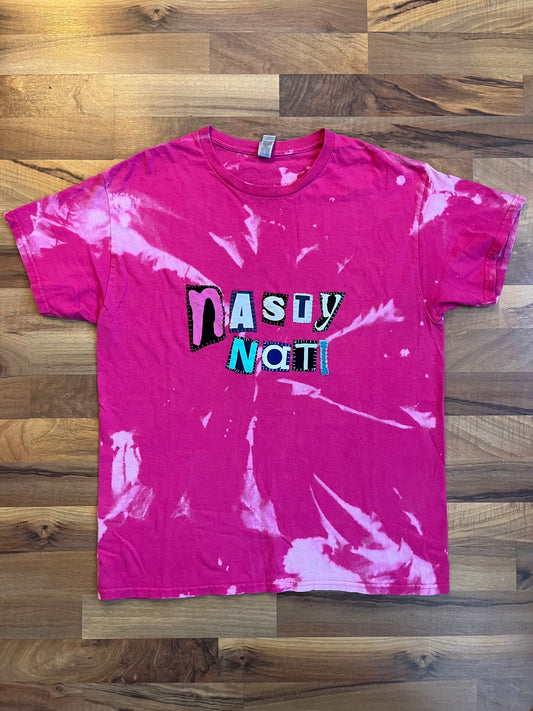 Pink Bleached NASTY NATI Ransom Tee | L