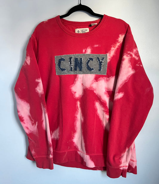 Red Bleached CINCY Crew | XL