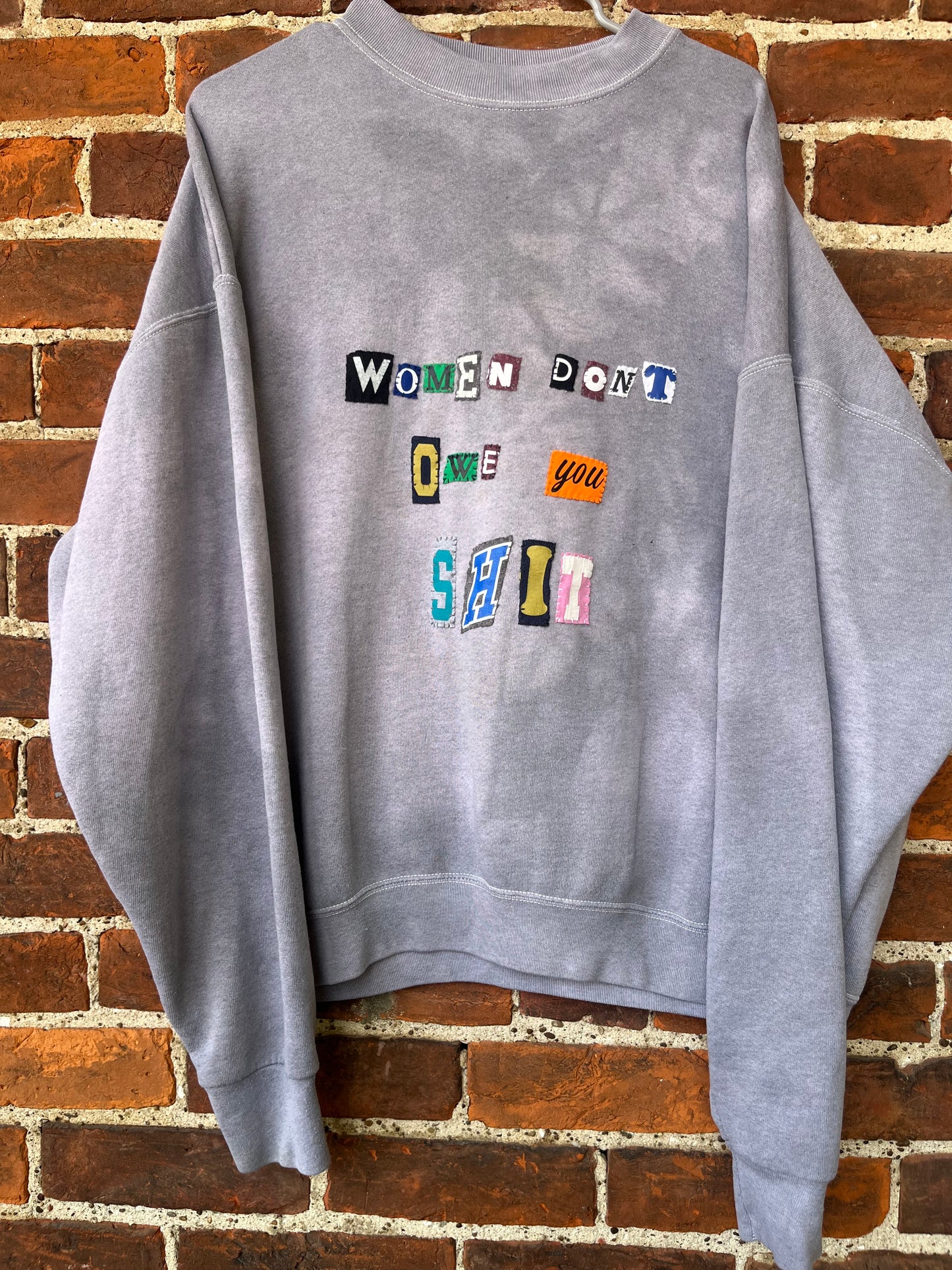 Vintage Purple Dyed WOMEN DONT OWE YOU Ransom Crew | 2XL