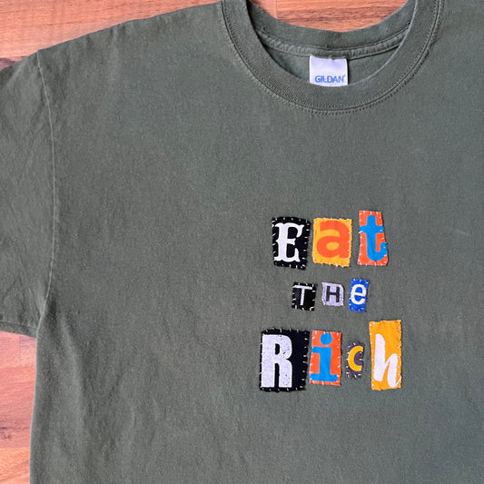 Green EAT THE RICH Ransom Tee | L