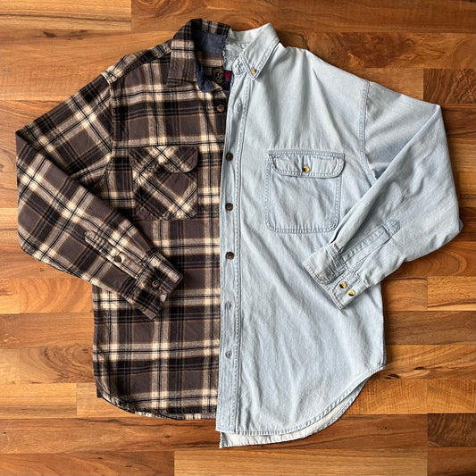 Split Flannel Denim Button down | L