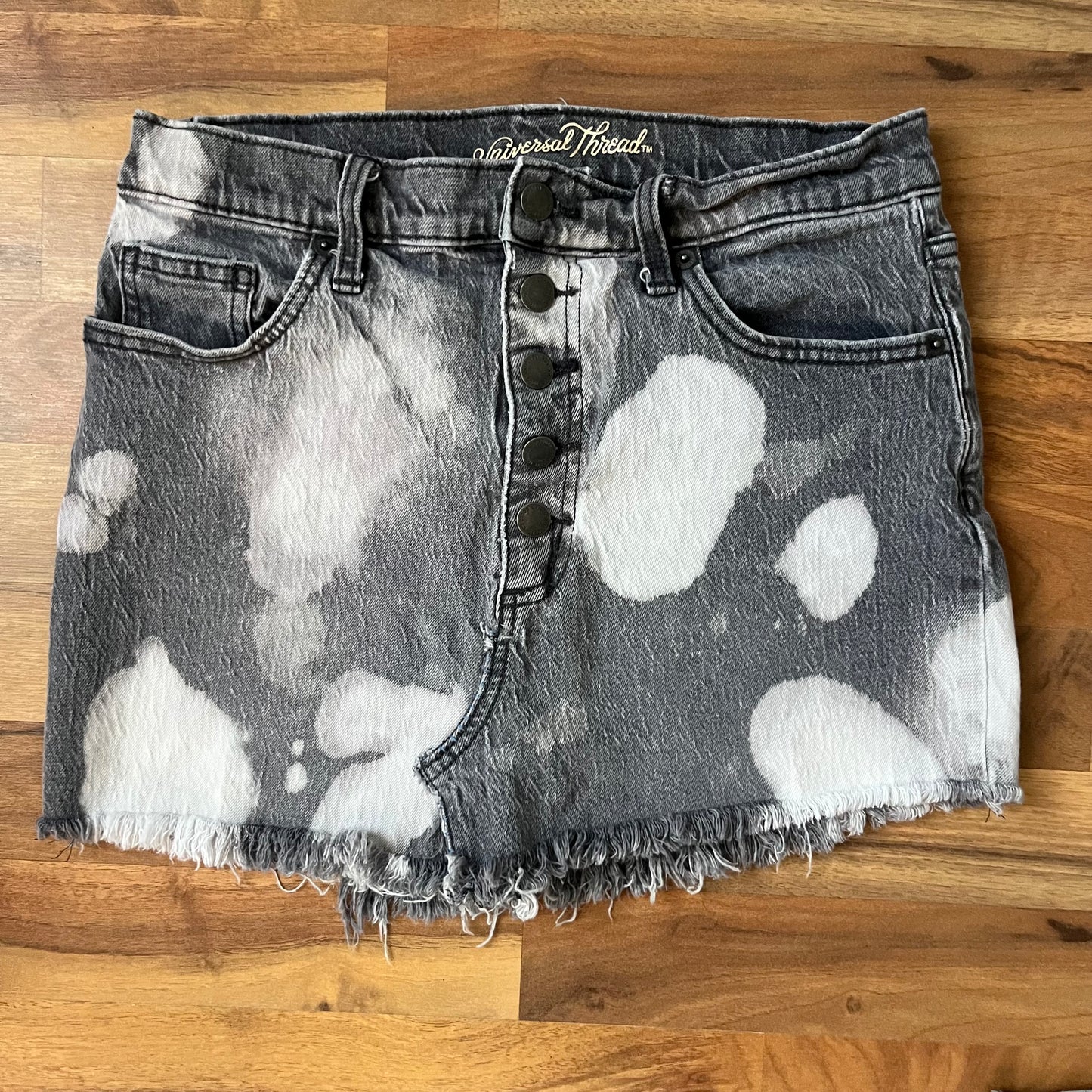 Gray Bleached Upcycled Mini Skirt | W: 31