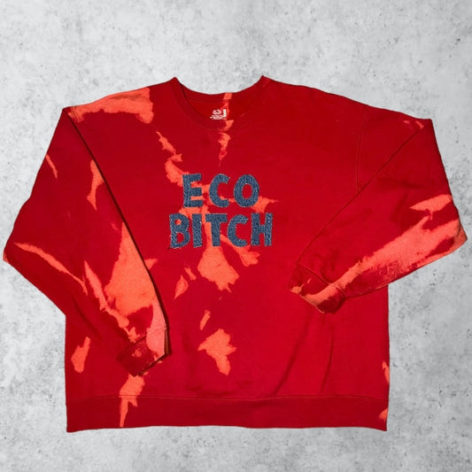 Red Bleached Eco Bitch Crew | XL