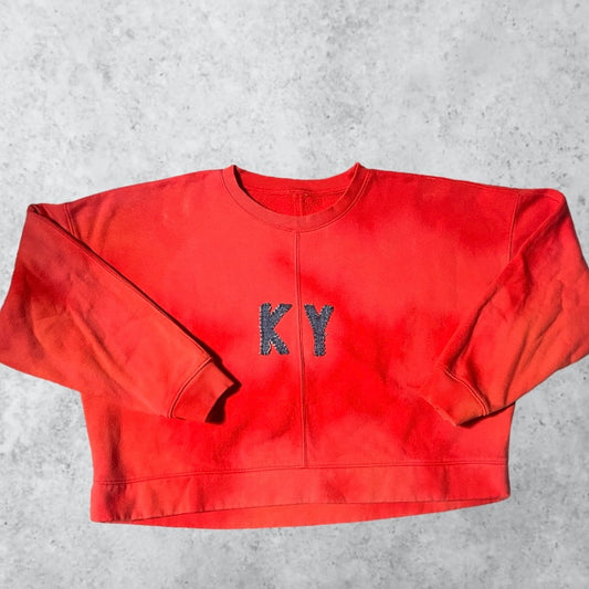 Cropped + Bleached Red KY Crew | Women's XL