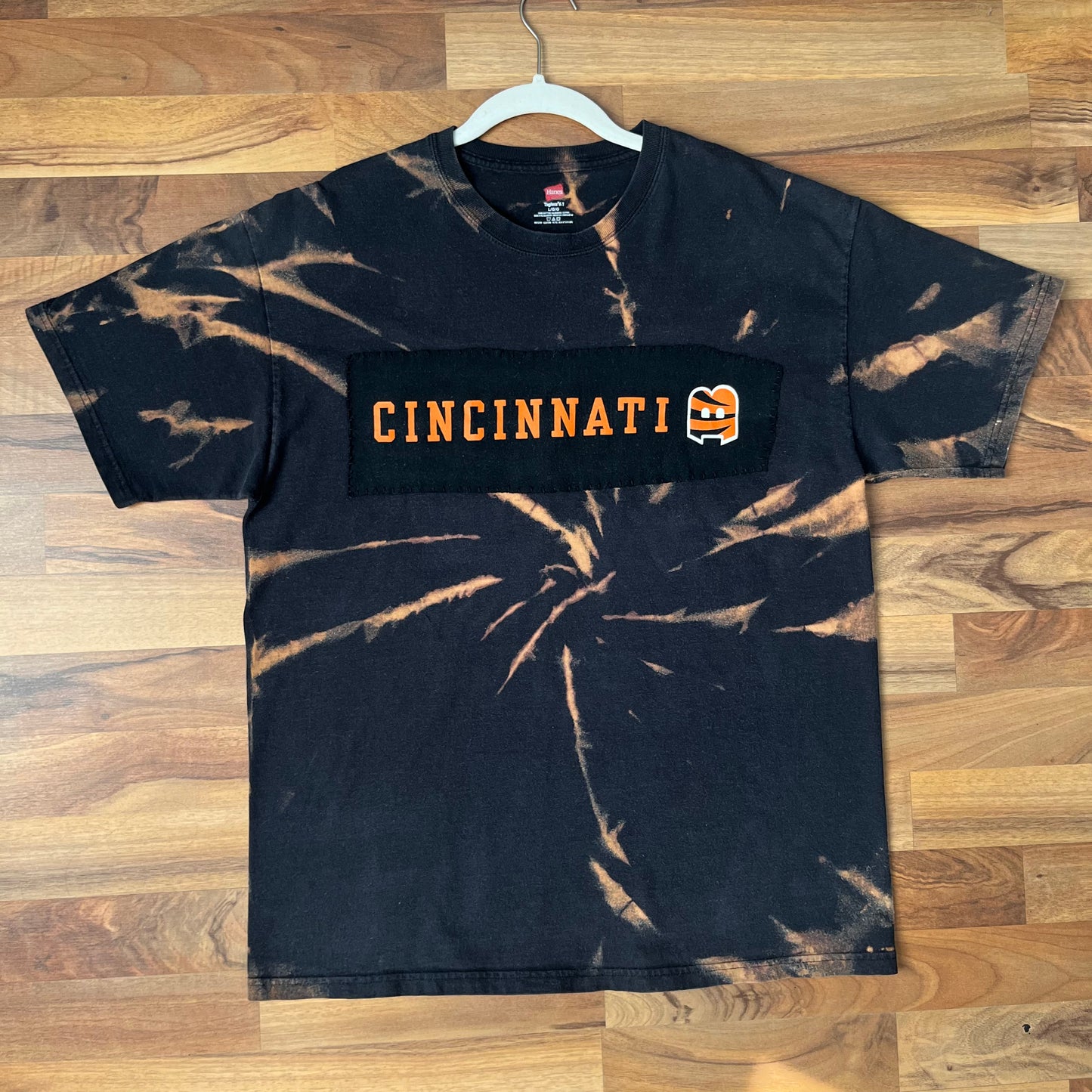 Black Bleached Stitched Cincinnati Bengals Tee | L