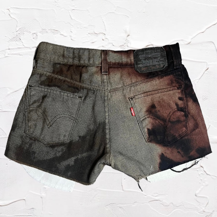 Black + Pink Bleached Levi's | W: 25