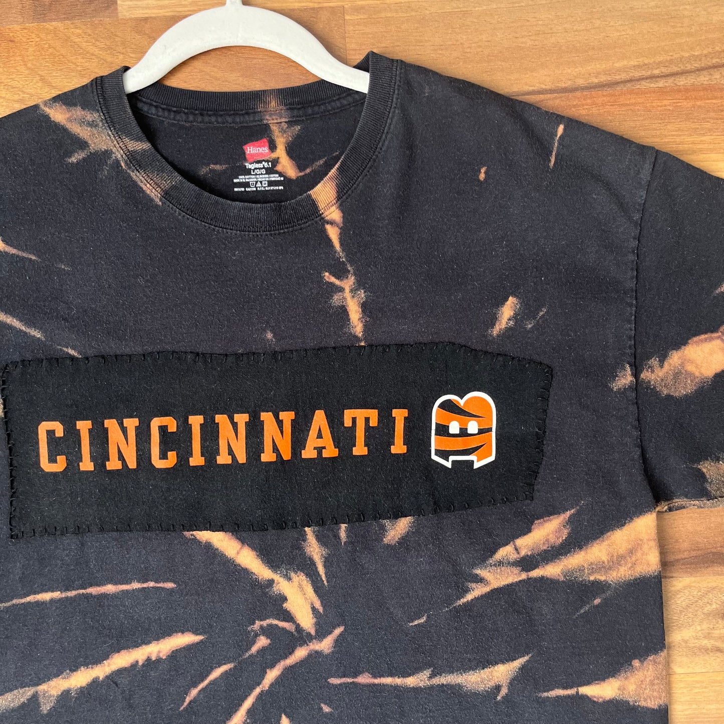 Black Bleached Stitched Cincinnati Bengals Tee | L