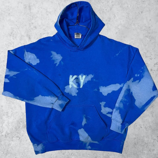 Blue Bleached KY Hoodie | Size L