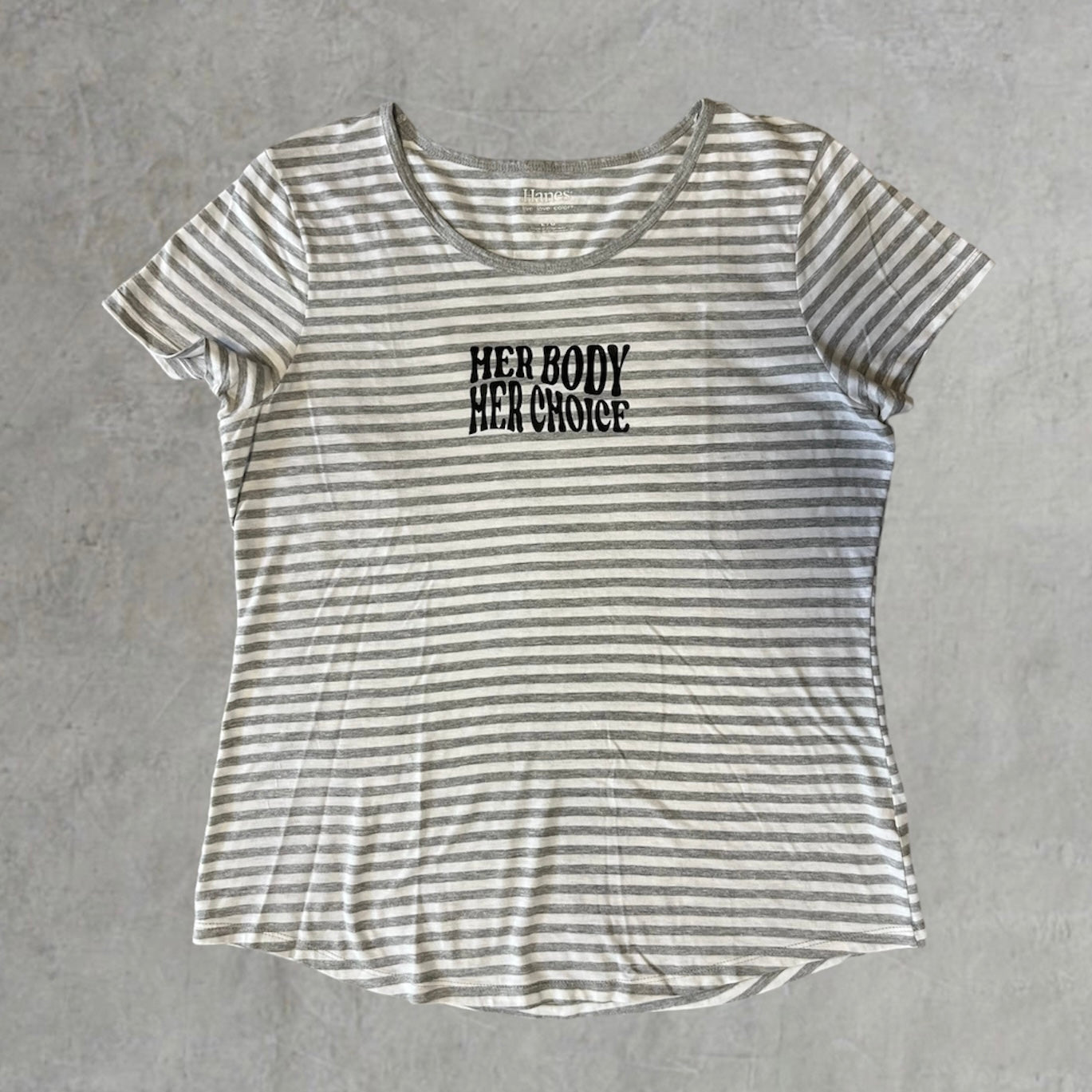 Striped Her Body Her Choice Tee | Women's L