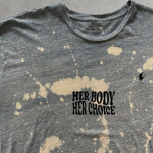 Blue Bleached Her Body Her Choice Tee | XXL