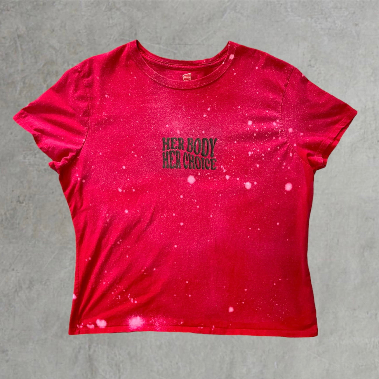 Red Bleached Her Body Her Choice Fitted Tee | Women's XL