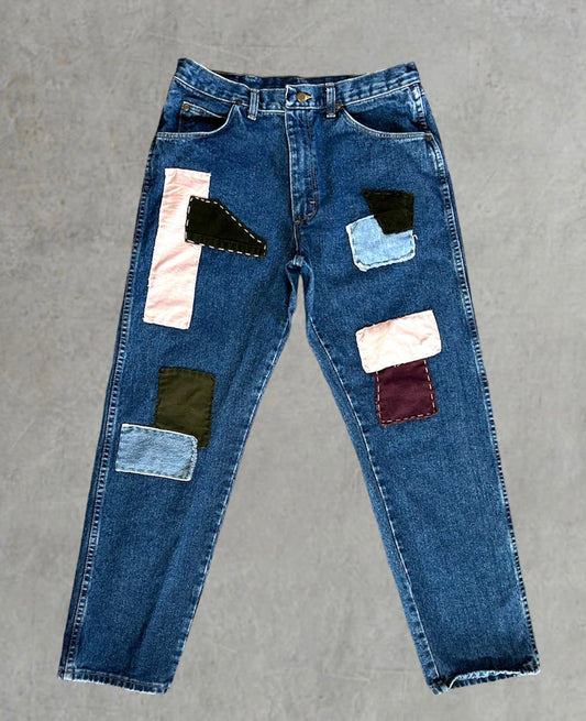 Blue Wrangler Patchwork Jeans | Waist 34